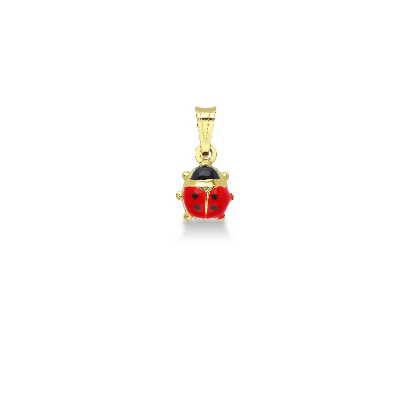 18k yellow gold enameled ladybug pendant