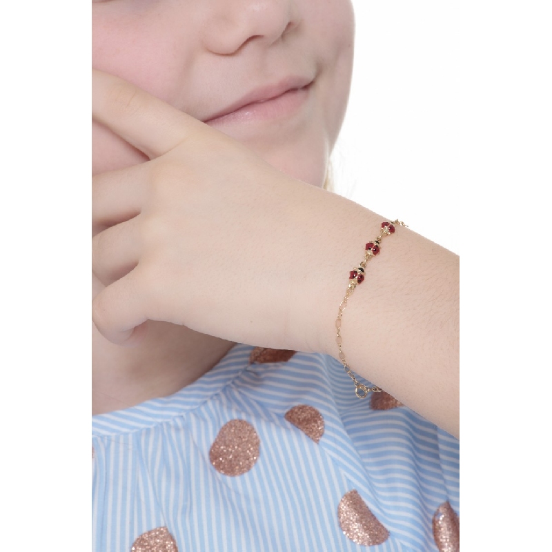 Bracelet 18k Gold with ladybugs
