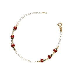 Bracelet 18k Gold with ladybugs