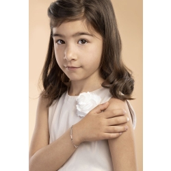 18k white gold bracelet with small heart charm and engravable platelet 2