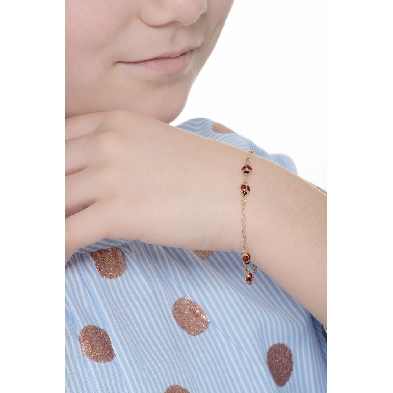 Bracelet 18k Gold with ladybugs