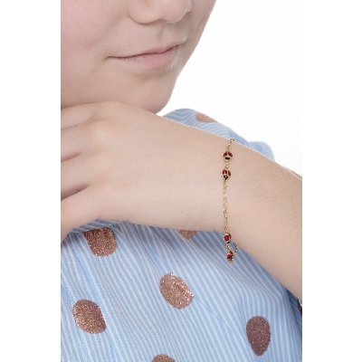 Bracelet 18k Gold with ladybugs