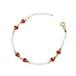 Bracelet 18k Gold with ladybugs