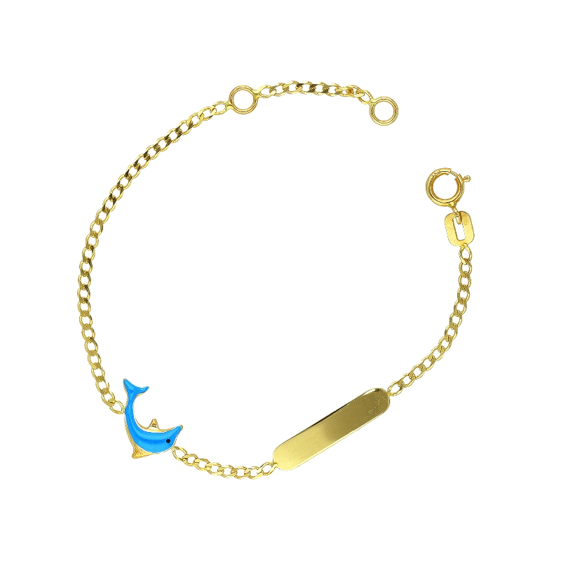Bracelet in 18k yellow gold with enameled delphin