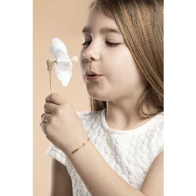 Child bracelet in 18k yellow gold with 2 dolphins