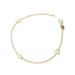 Thin bracelet in 18k yellow gold with 3 stars
