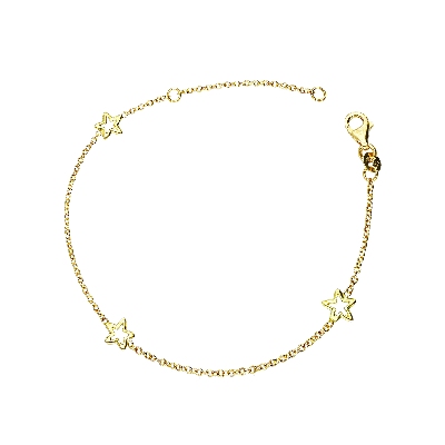 Thin bracelet in 18k yellow gold with 3 stars