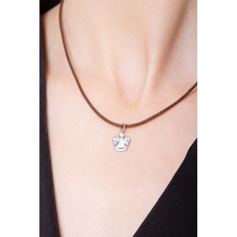 Angel with cubic zirconia in 18k white gold