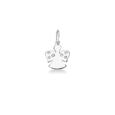 Angel with cubic zirconia in 18k white gold