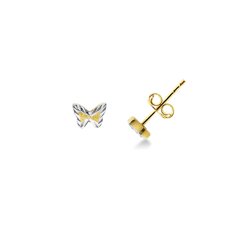 18k white an yellow butterfly earrings