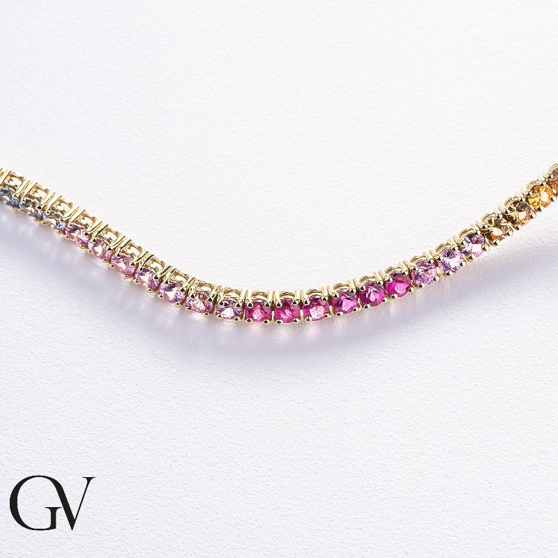 Bracciale con Zaffiri Rainbow Tennis Uomo Donna