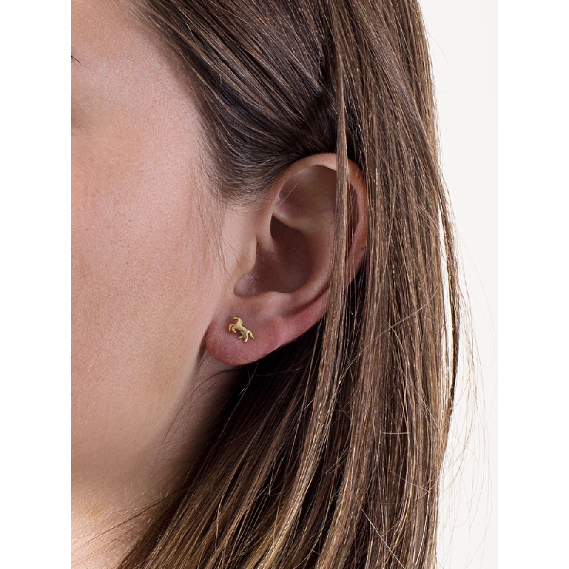 18k yellow gold horse earrings