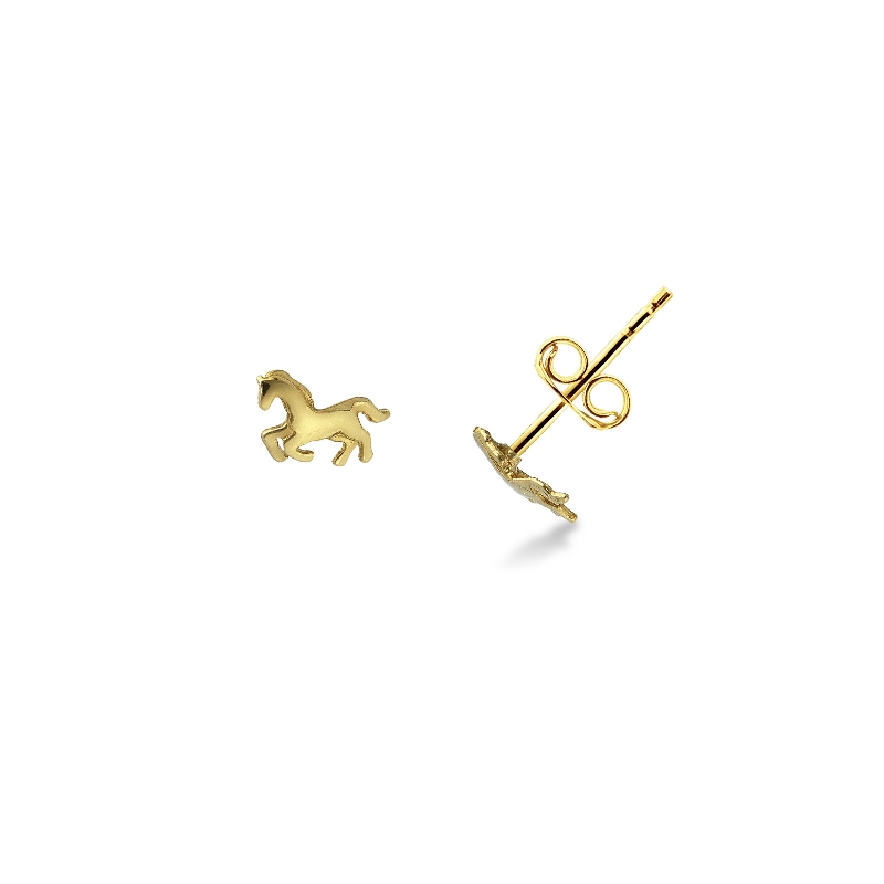 18k yellow gold horse earrings