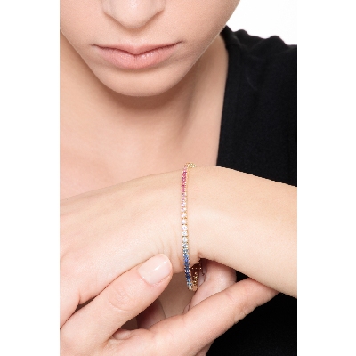 Bracciale con Zaffiri Rainbow Tennis Uomo Donna