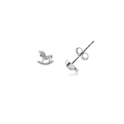 18k white gold toy horse earrings with diamonds