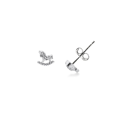 18k white gold toy horse earrings with diamonds