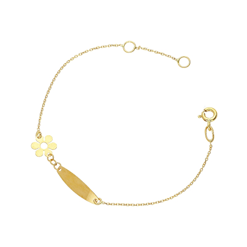 18k yellow gold bracelet with a flower and a platelet