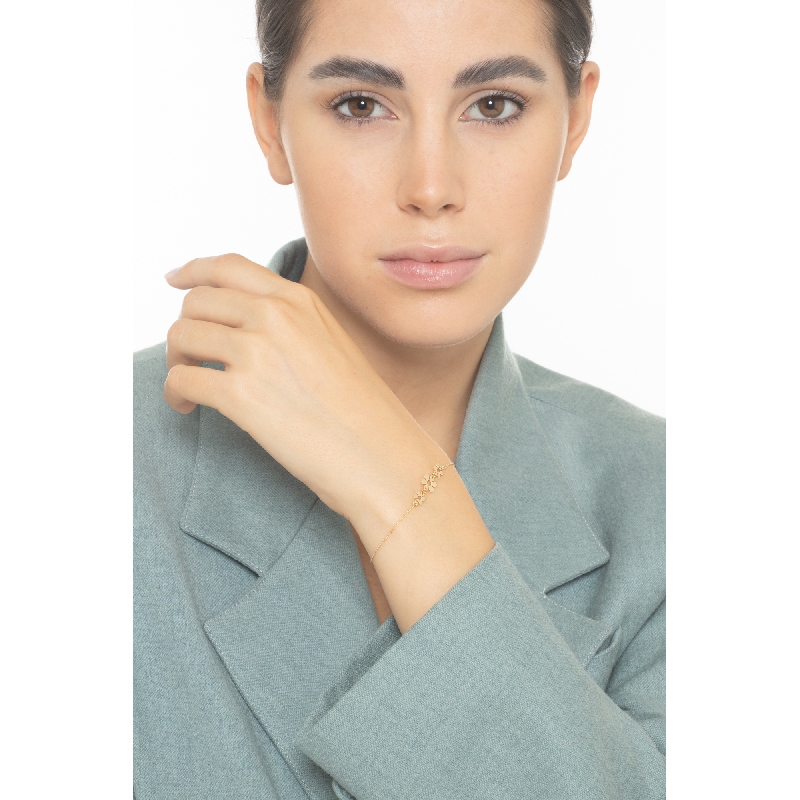 18k yellow gold bracelet with 3 flowers