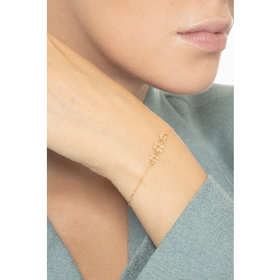 18k yellow gold bracelet with 3 flowers