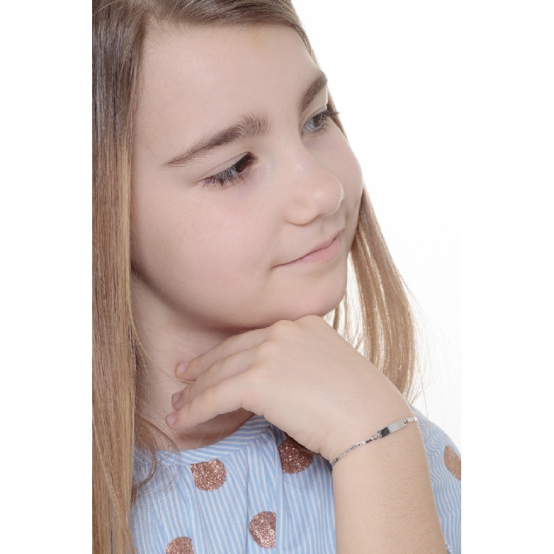 18k white gold bracelet with engravable platelet