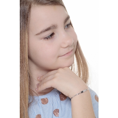 18k white gold bracelet with engravable platelet