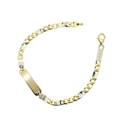 Children bracelet in 18k yellow gold with engravable platelet