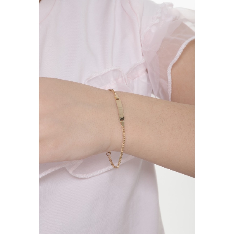 18k yellow gold thin bracelet with engravable platelet