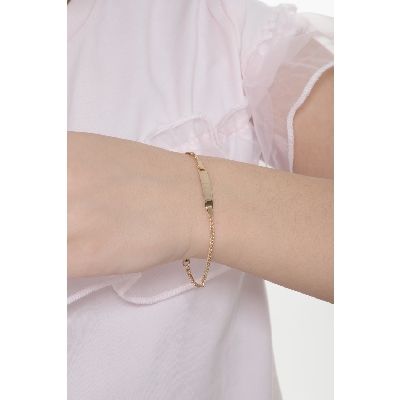 18k yellow gold thin bracelet with engravable platelet