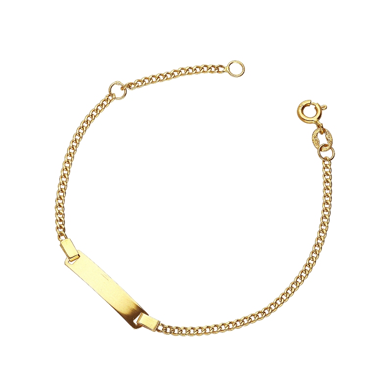 18k yellow gold thin bracelet with engravable platelet