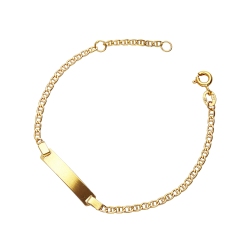 Child bracelet in 18k yellow gold with engravable platelet