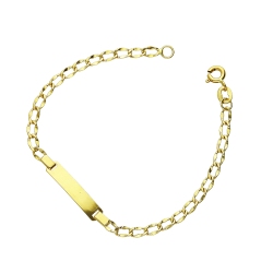 Bracciale in oro giallo 18k con piastrina, cm 14