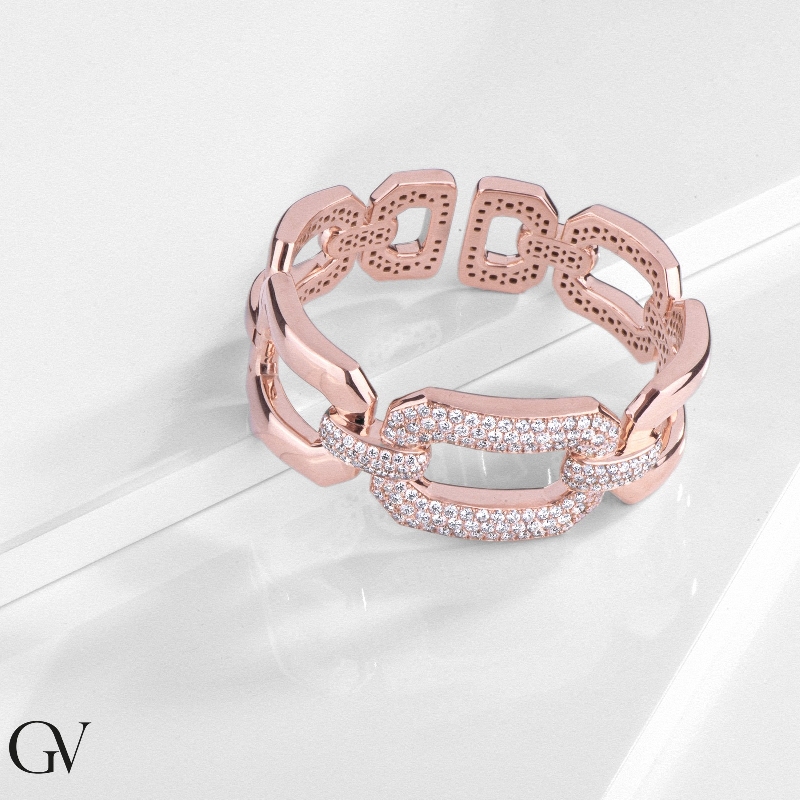 Iced Out Bracelet Rose Gold and Diamonds
