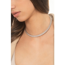 Choker groumette necklace in white gold 18k with 82 links and 44 set with diamonds 2