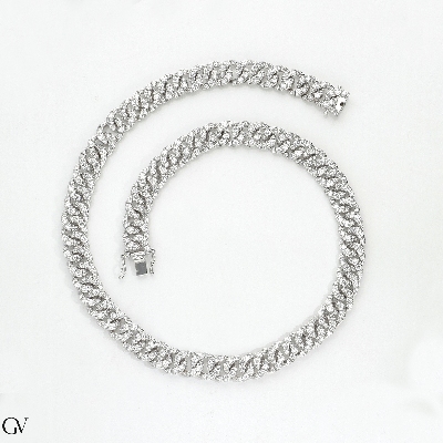 18k white gold groumette necklace with diamonds