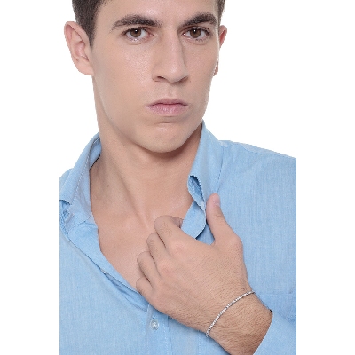 Bracciale Tennis a griffe in oro Bianco 18k con diamanti