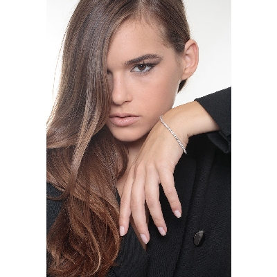 Bracciale Tennis a griffe in oro Bianco 18k con diamanti