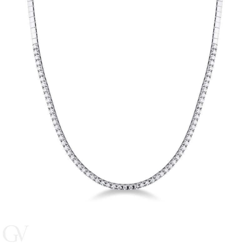 Diamond tennis necklace in 18k white gold