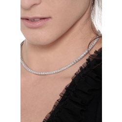 Collana tennis lineare in oro bianco 750 e diamanti 2