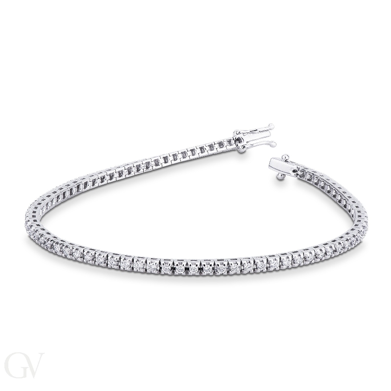 Bracciale Tennis a griffe in oro Bianco 18k con diamanti