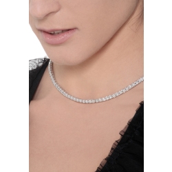 Collana tennis lineare in oro bianco 18k e diamanti 2