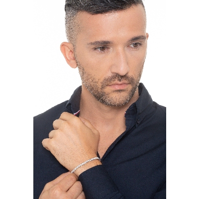 Bracciale Tennis lineare in oro bianco 18k con Diamanti. Larghezza maglia 3.50 mm