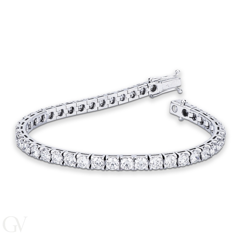 Bracciale tennis lineare a griffe in oro bianco 18k diamanti