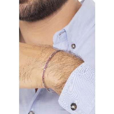 Tennis bracelet in white gold 18k with rubies and diamonds 