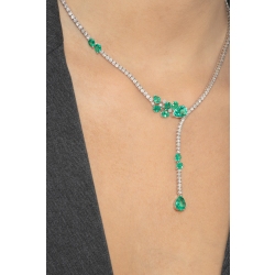 Fancy tennis necklace with emeralds and diamonds 2