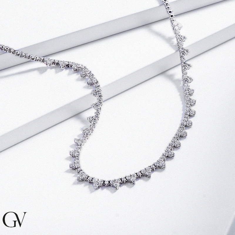 Fancy tennis necklace with diamonds