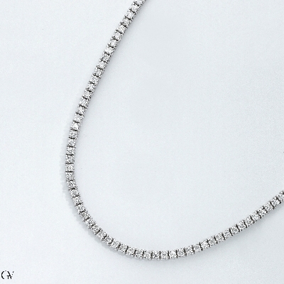 Tennis necklace in white gold 18k with diamonds