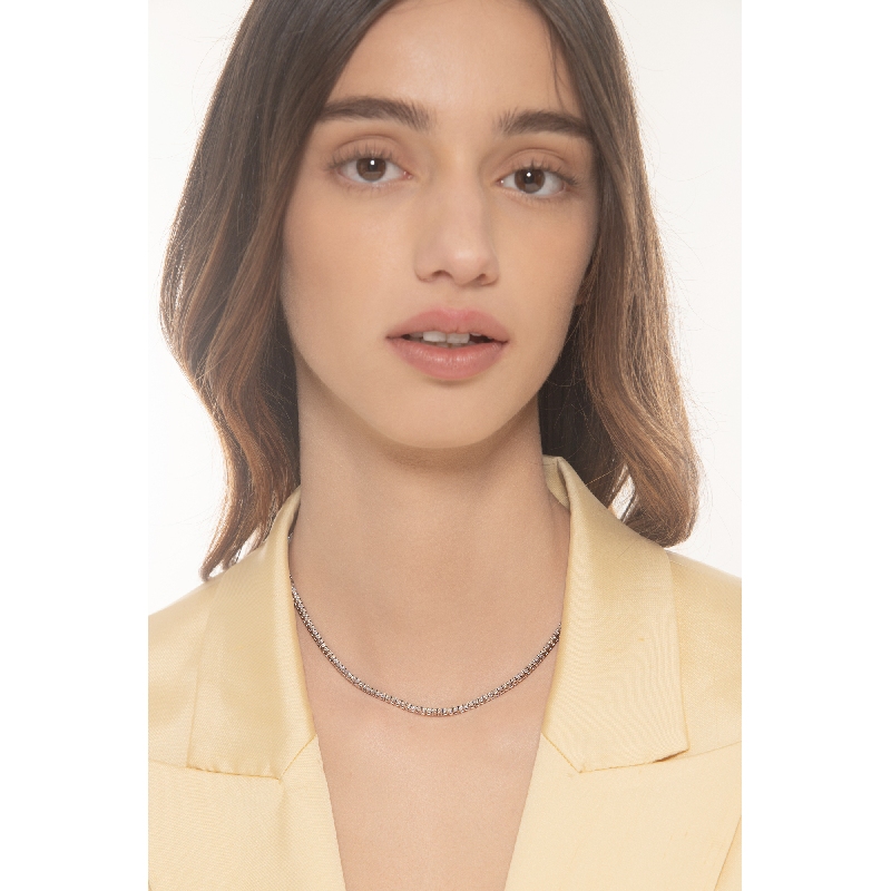 Tennis necklace in white gold 18k with diamonds
