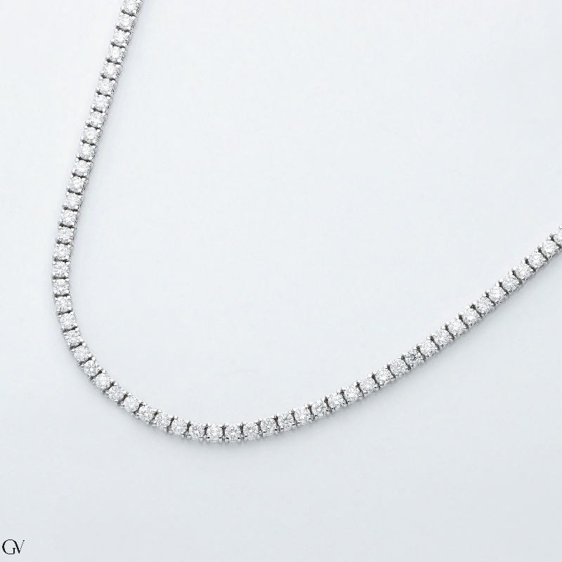 18k white gold tennis necklace with diamonds