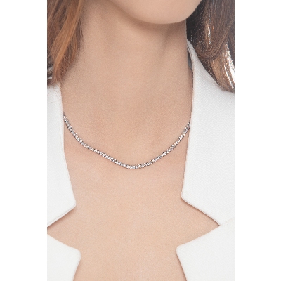 18k white gold tennis necklace with diamonds