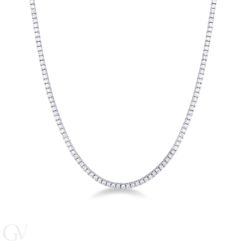 18k white gold tennis necklace with diamonds